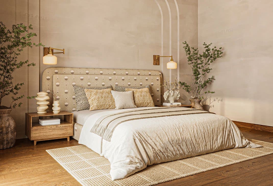 The master suite of the three-bedroom residence