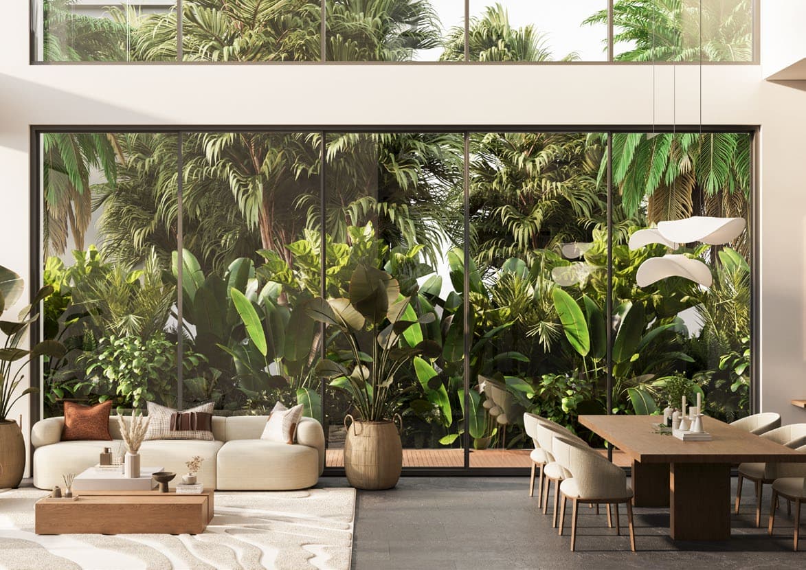 The shaded outdoor terrace at Sukoon